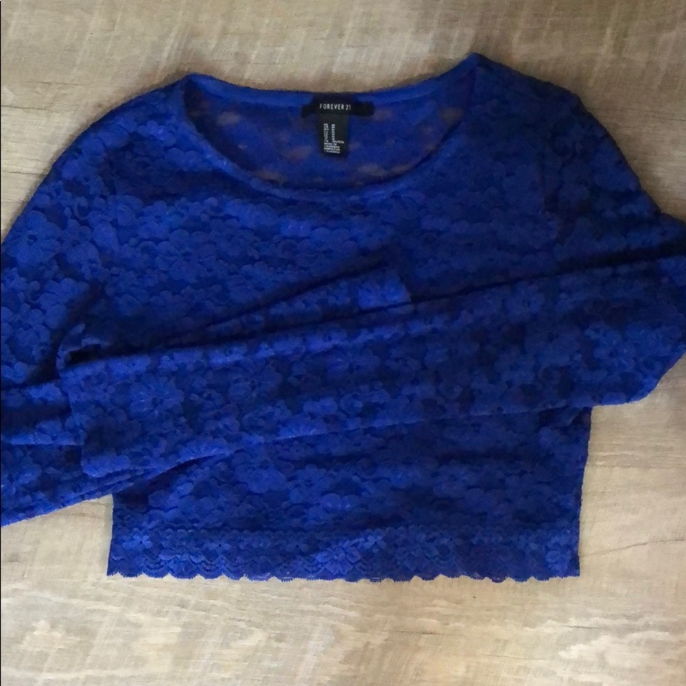 Royal blue lace crop